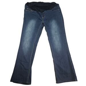 Times Two Maternity Jeans Womens XL Dark Wash Stretch Straight Leg Denim